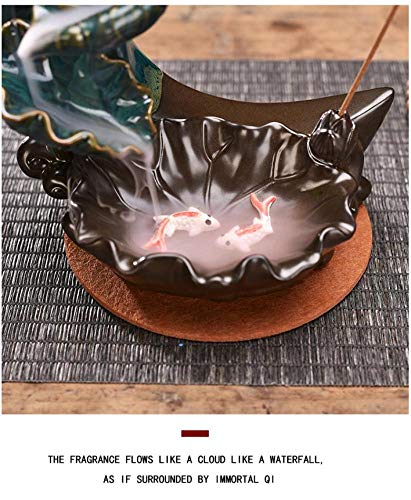 Yyw Backflow Incense Holder Incense Burner Waterfall With 20 Incense Cones+30 Incense Stick,Lucky Fish Aromatherapy Ornament Home Decor (Moon And Fish) #TOP4