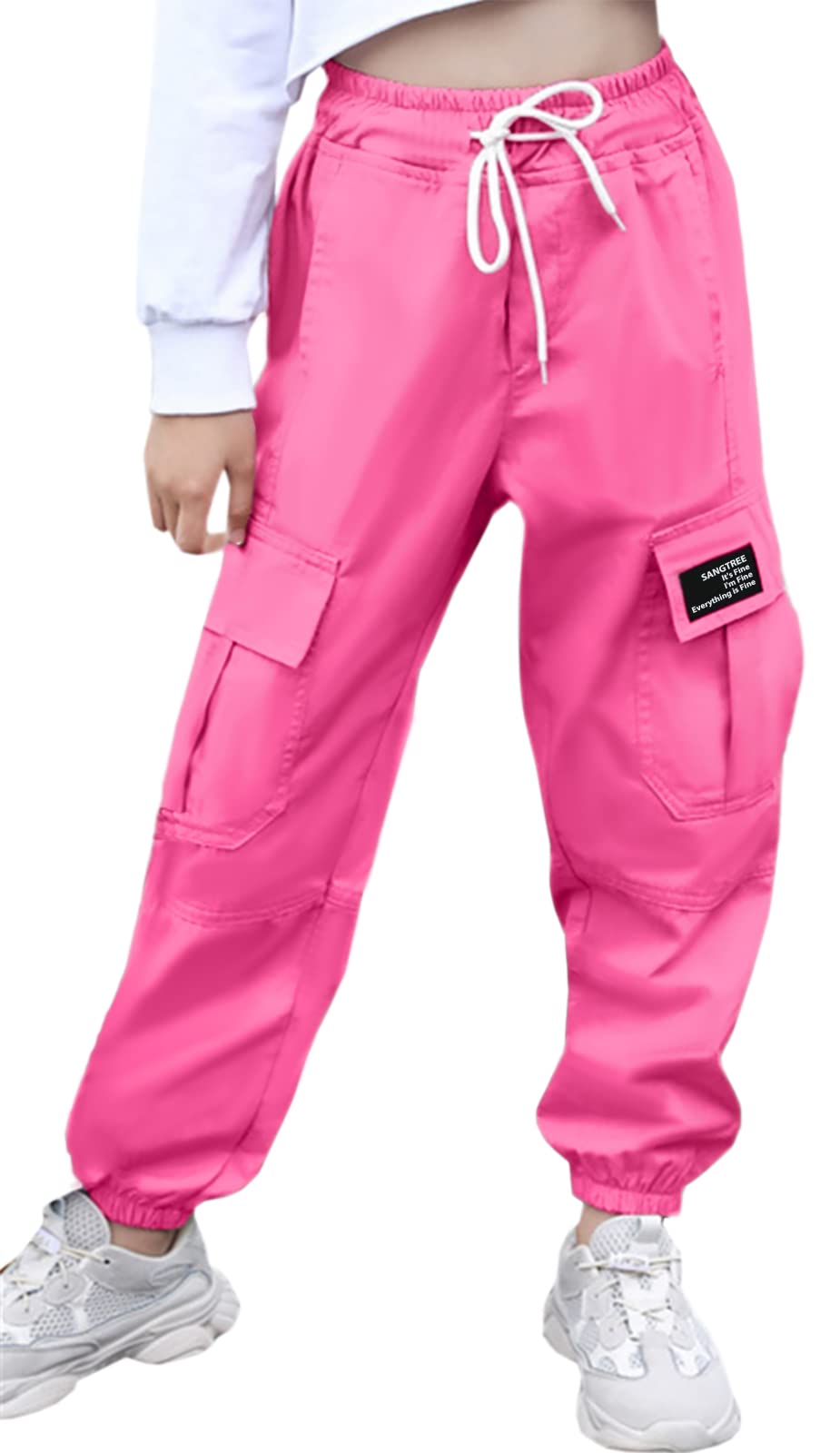 SANGTREE Girls &amp; Womens Drawstring Cargo Jogger Pants,3 Years - Women 3XL