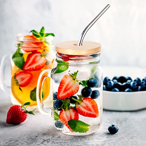 Mason Jar Lids With Straw Hole, Wide Mouth Bamboo Lids For Beer Can Glass, Eco Reusable Natural Mason Jar Leak Proof Tops With 10 Stainless Steel Straw And Brush - 10 Pcs #TOP6