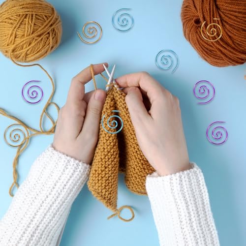 Image of JJUNW 9Pcs Spiral Cable Knitting Needle, Circular Knitting Needles, Spiral Cable Needle, Knitting Tool for Yarn Sewing Knitting Beginners, Cable Needle Shawl Pin for Knitting Bent Tapestry Needles
