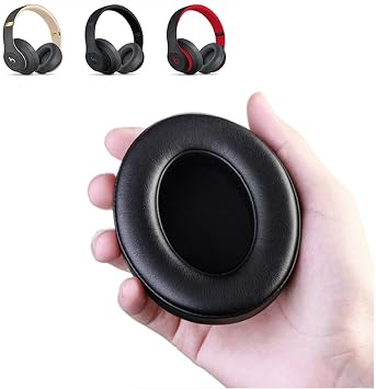 Replacement Earpads for Studio 2 & Studio 3 Headphones, Soft Protein Leather Ear Cushion Covers Compatible with Beats by Dr. Dre Studio 2.0 Wired/Wireless & Studio 3.0 (Black)