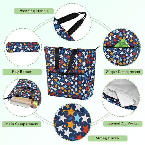 Bolsa para libros escolar y de compras azul marino con bolsillos 5