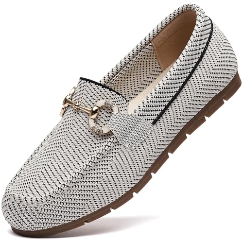Image of Women's Knit Slip On Loafers - Breathable Mesh Flats with Memory Foam Insole & Arch Support, Non-Slip Comfortable Shoes for Work Office Commute, Driving, Casual Daily Walking (Wide Foot Friendly)