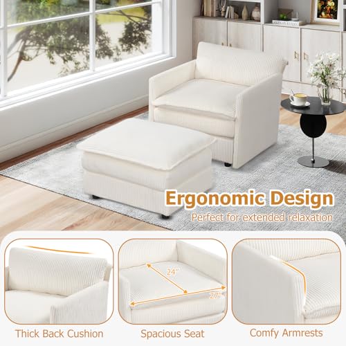 Sillón Oversized Plegable Beige miniatura 5