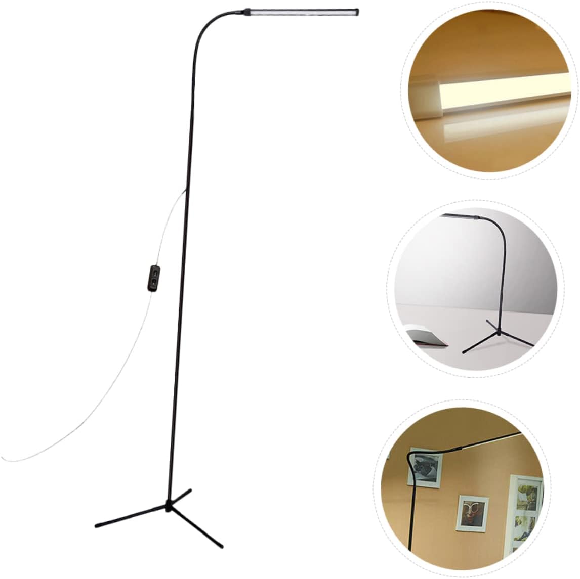 Tofficu 1Set Dimmable LED Gooseneck Table Lamp Flexible Eye Protection Desk Lamp with Clip Multi Function Floor for Office USB Powered Brightness Color