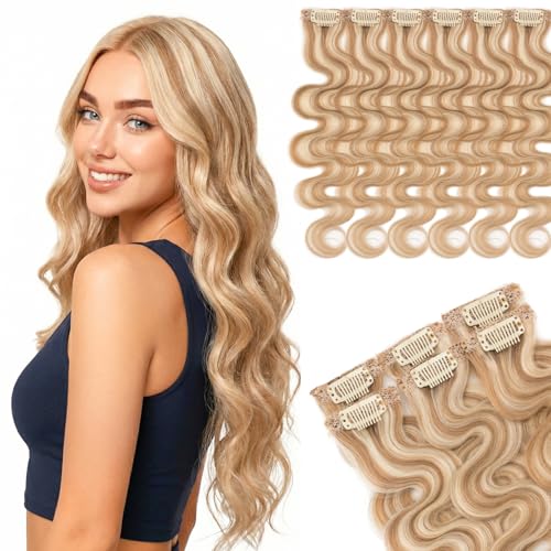 SEGOHAIR Clip in Hair Extensions, 6pcs, Real Human Hair for
