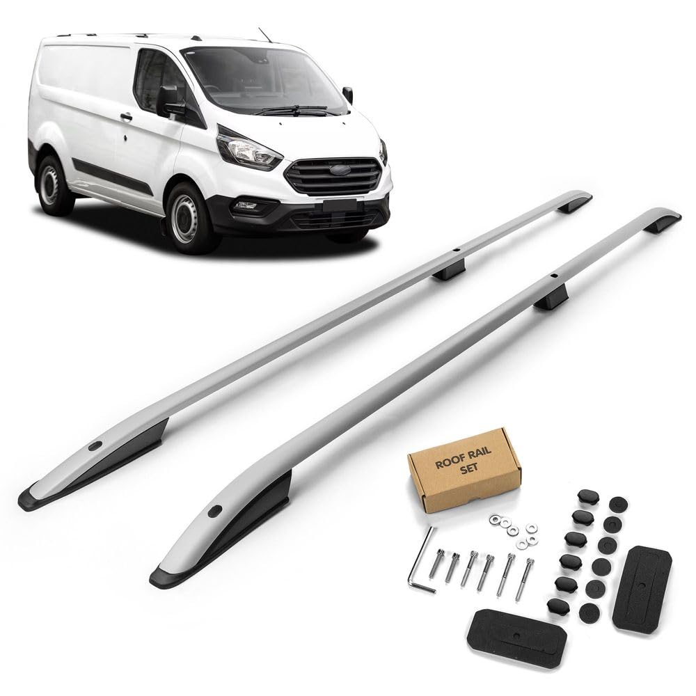 CHROMEMASTER Barras Portaequipajes, Rieles de Techo Compatible con Ford Transit Custom L1 SWB Corto 2012-2023; Se Utilizan para el Montaje de Portaequipajes de Techo, Cajas de Techo o Portabicicletas