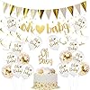 Baby Shower Decoraties Goud en Wit Meisje Jongen Unisex met Oh Baby Confetti Ballonnen Banner Wimpel Garland Cake…