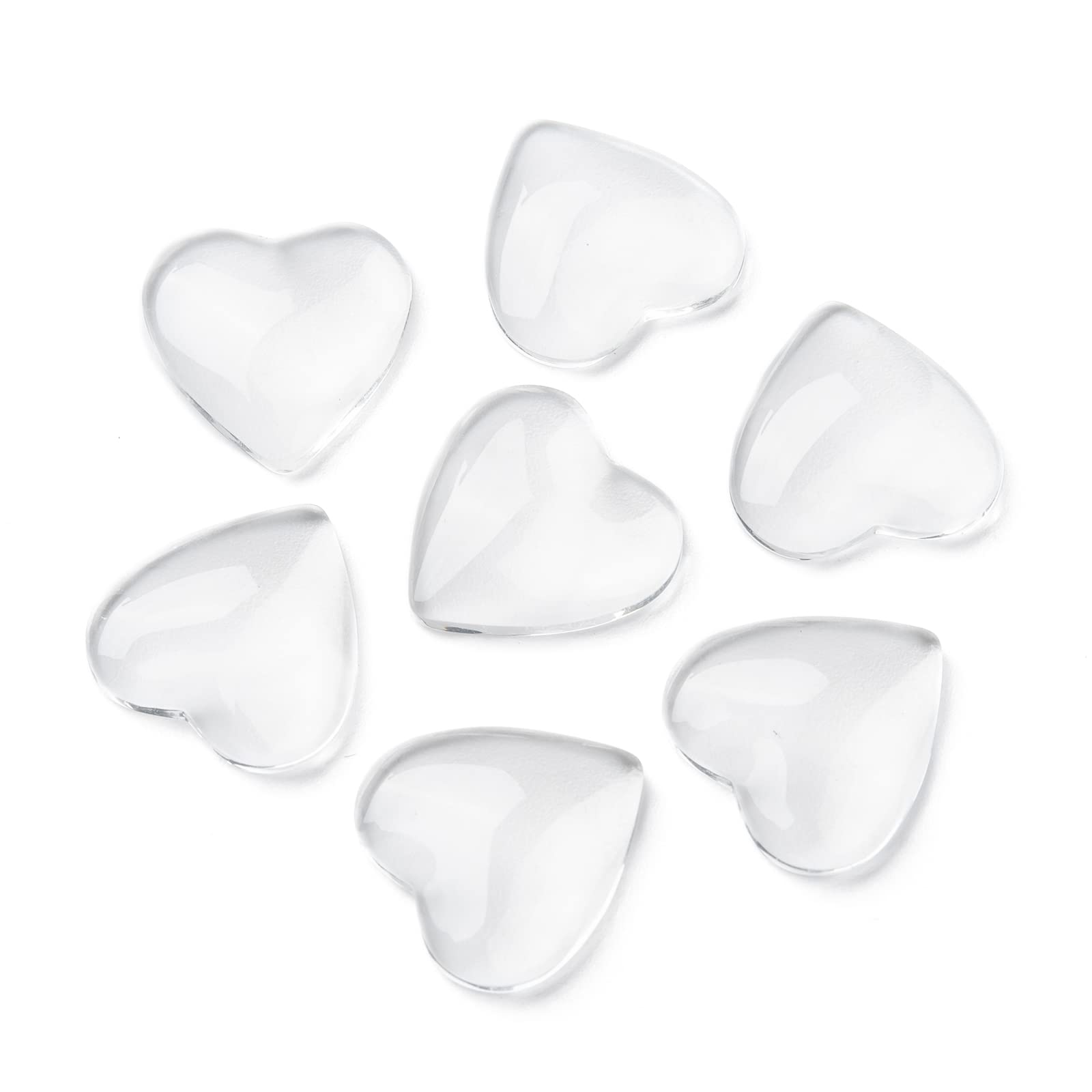 Cheriswelry 200Pcs 10mm Glass Heart Cabochon Clear Smooth Glass Cabochons Covers Flat Back Glass Cabochon Tiles for DIY Pendant Jewellery Making