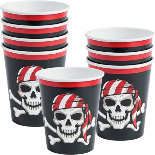 Fun Express - Pirate 9oz Cups for Birthday - Party Supplies - Print Tableware - Print Cups - Birthday - 8 Pieces