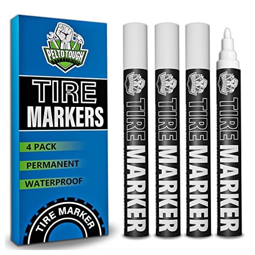 White tire Paint Marker for Car Tire Lettering - 4 Pack - Permanent Tire Paint Pens with Weatherproof Ink Designed to Last on Car Tires and Many Other Materials