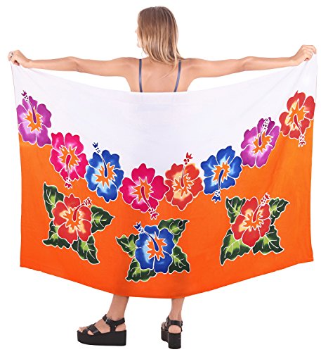 LA LEELA Floral Hibiscus Print Beach Sarong #TOP13