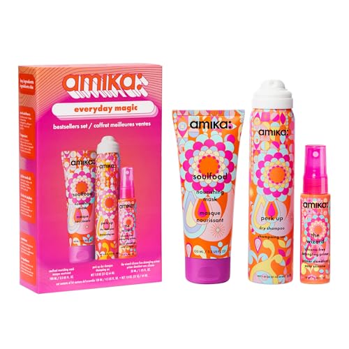 amika everyday magic bestsellers set | gift set for all hair types TSA travel-size approved
