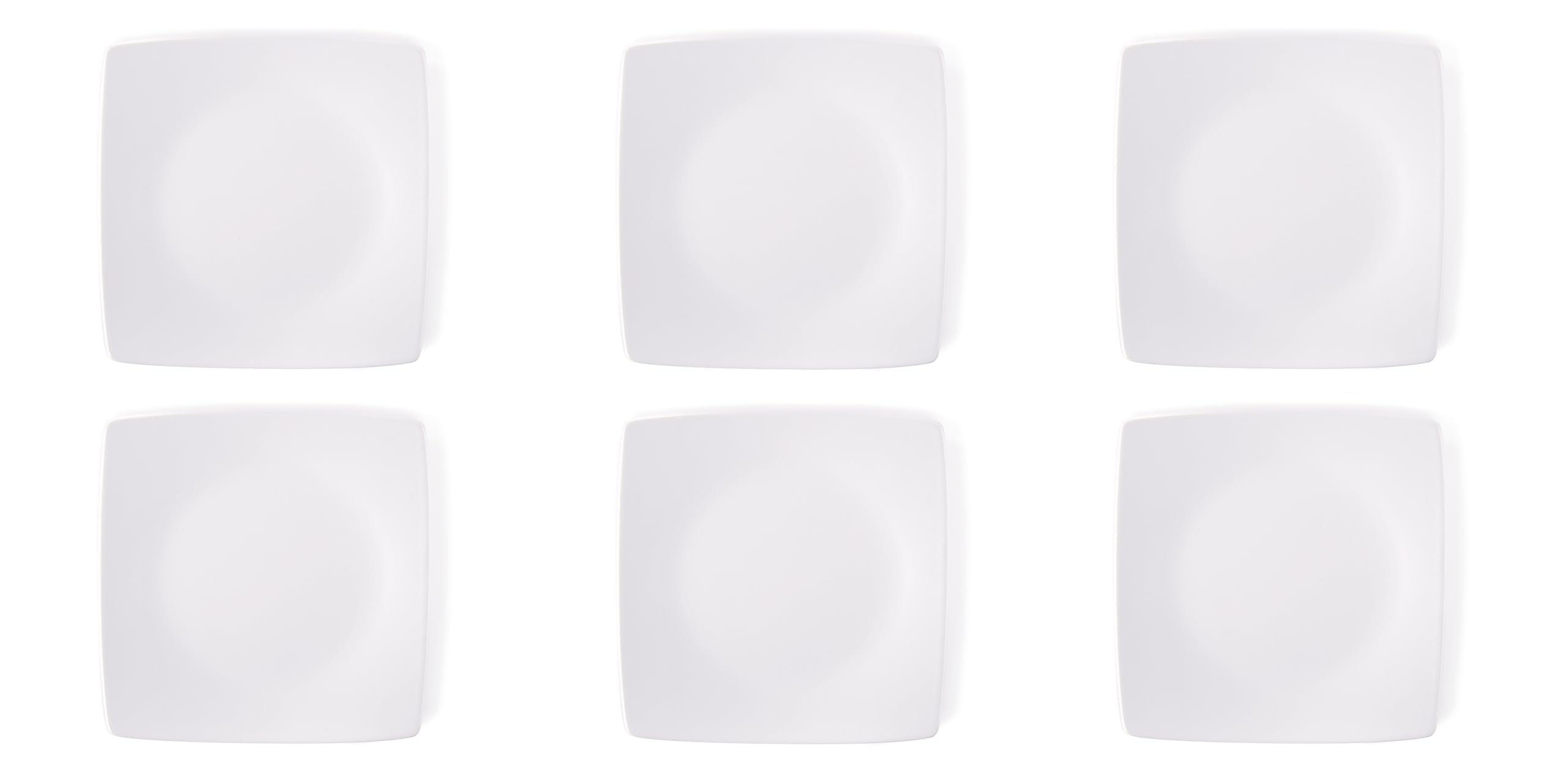 Excelsa Eclipse Set 6 Piatti Piani Quadrati in Ceramica, Finitura Opaca, Bianco