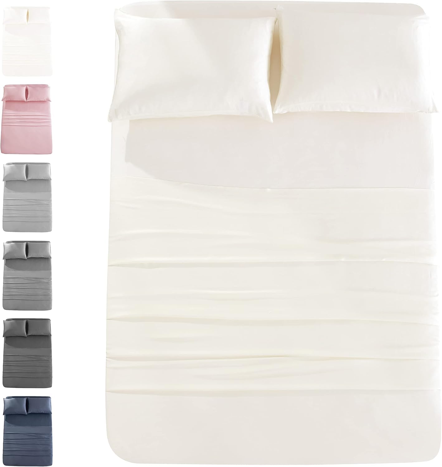 JOMO - Cooling Bed Sheets King Size - Cream, 4 Pack - 75% Viscose Derived from Bamboo, 25% Modal - Cooling Sheets for Hot Sleepers - Ultra Soft & Comfortable with 156 GSM Thick Fabric