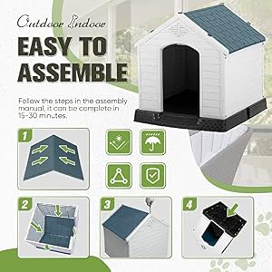 Outdoor Indoor Plastic Waterproof Doghouse for Small Medium Large Dogs - Puppy Shelter with Air Vents and Elevated Floor (28.5" D x 26" W x 28" H, Gray) Outdoor Indoor Plastic Waterproof Doghouse for Small Medium Large Dogs – Puppy Shelter with Air Vents and Elevated Floor (28.5″ D x 26″ W x 28″ H, Gray)