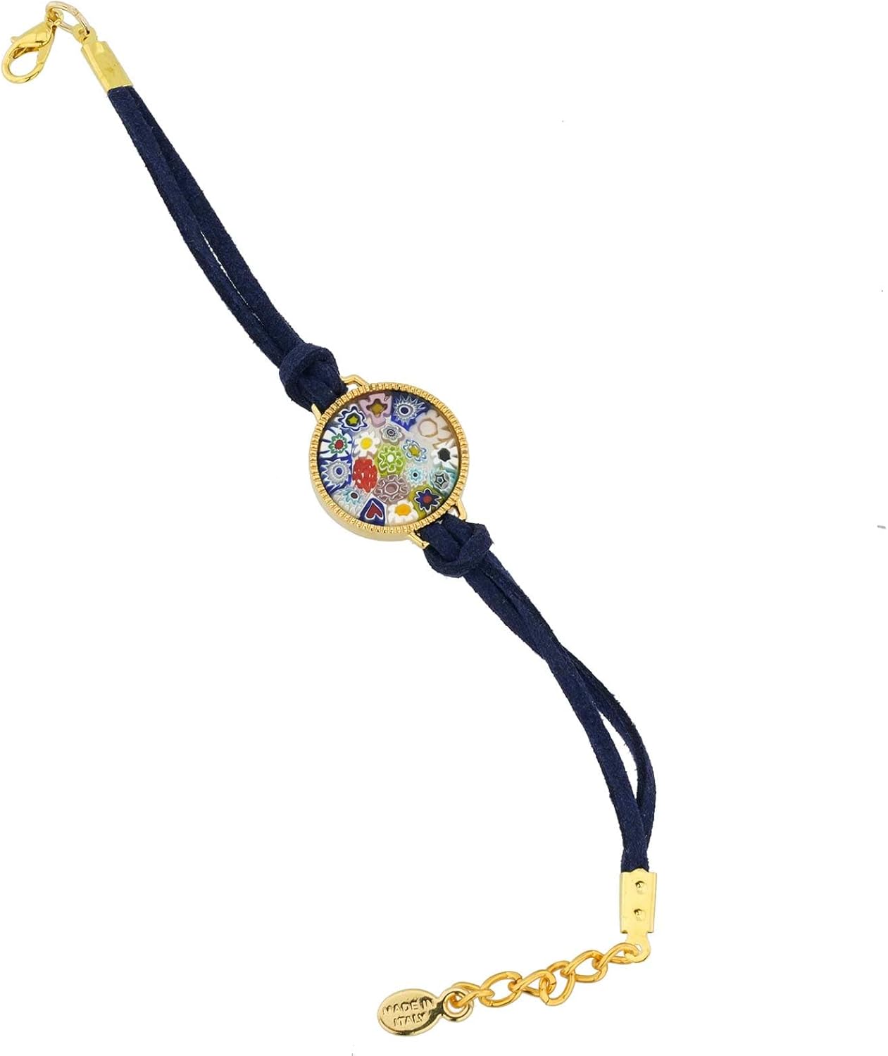 Glass Of Venice Rosetta Murano Glass Millefiori Bracelet - Multicolor Navy Blue