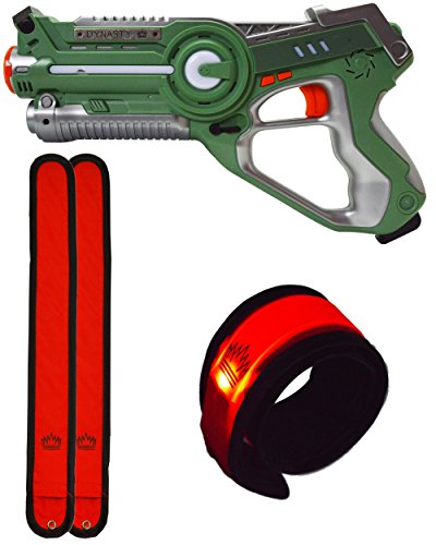 Outdoor Games for Kids Laser Tag Blaster Toy for Camping W/Glow in The Dark Wristband (Green)