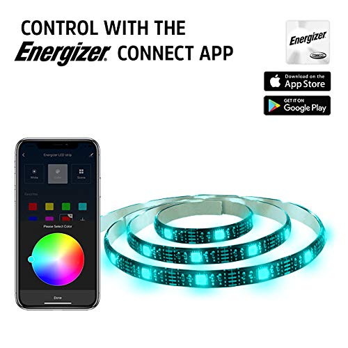 Energizer Smart WiFi Dimmable Multi-Color & Bright White 6.5ft LED Light Strip