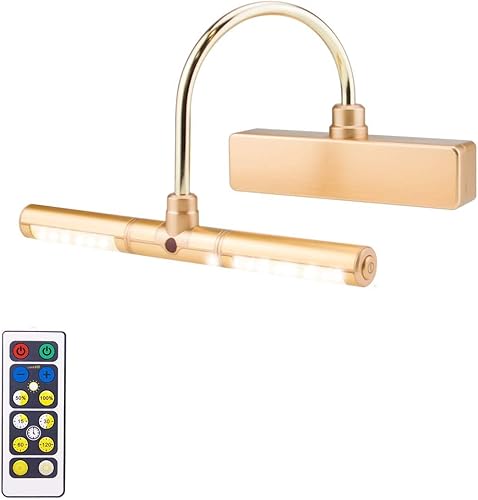 BIGLIGHT - Luz LED inalámbrica a pilas para cuadros, con control remoto, cabezales de luz giratorios con 3 modos de iluminación lámpara de