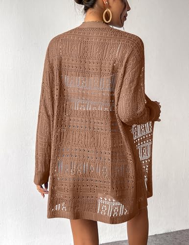 Image of Zeagoo Womens 2026 Summer Crochet Cardigan Sweaters Lightweight Long Sleeve Open Front Kimono Boho Knit Cover Ups