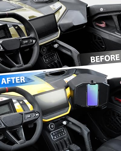 SAUTVS Tablet Phone Device Holder for Maverick R, Adjustable Electronic Device Holder GPS Phone Tablet Mount with Storage Box for Can Am Maverick R MAX X RS 2024+ Accessories (#715007176) - Thumbnail 6