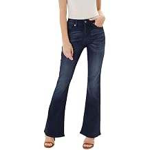 Kan Can Womens Mid Rise Flare Hem Jeans