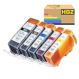 HGZ 5 Pack PGI-220 CLI-221 PGI220 CLI221 Replacement Ink Cartridges Compatible with PIXMA IP3600...
