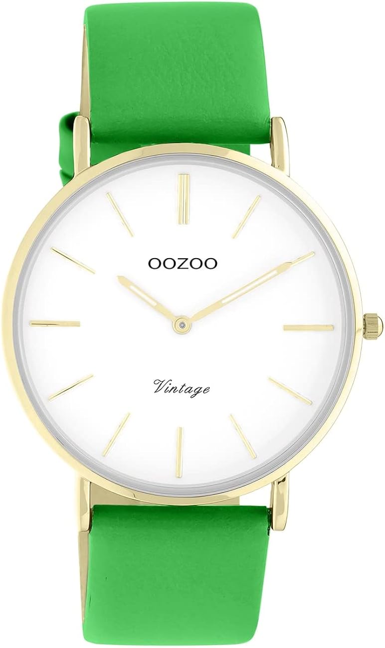 Oozoo Orologio da polso da donna, vintage, serie C20308, analogico, in pelle, verde, UOC20308, argento/bianco, groß Oozoo Orologio da polso da donna, vintage, serie C20308, analogico, in pelle, verde, UOC20308, argento/bianco, groß