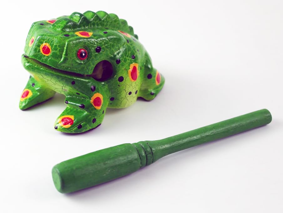 Frog guiro 4 inches wood block musical instrument Percussion Musical Instrument Perfect size Natural Wood Güiro Frog (Green) - Image 3