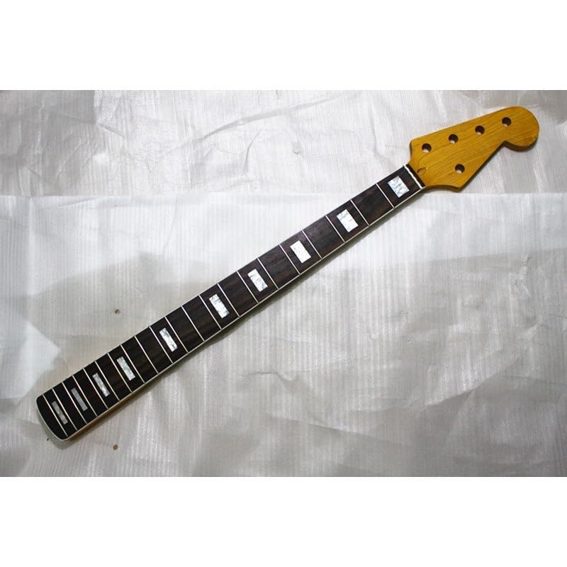 21 progów pięć strun klonowa elektryczna gitara basowa gryf z palisandrową podstrunnicą żółty kolor błyszcząca farba części do gitary