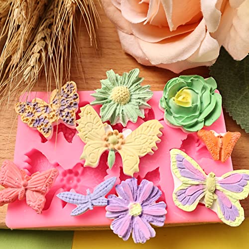 Gelifatle Flower Fondant Molds - 8 Pcs Flower And Butterfly Candy Silicone Molds For Chocolate Fondant Polymer Clay Soap Crafting Projects & Cake Decoration thumb #3