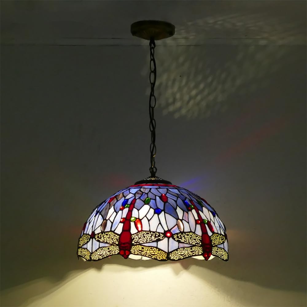 SXWNBIFH Contemporary Restaurant Chandelier American Countryside Living Room Bedroom Hotel Corridor Color Glass Pendant Lamp (A D46CM)