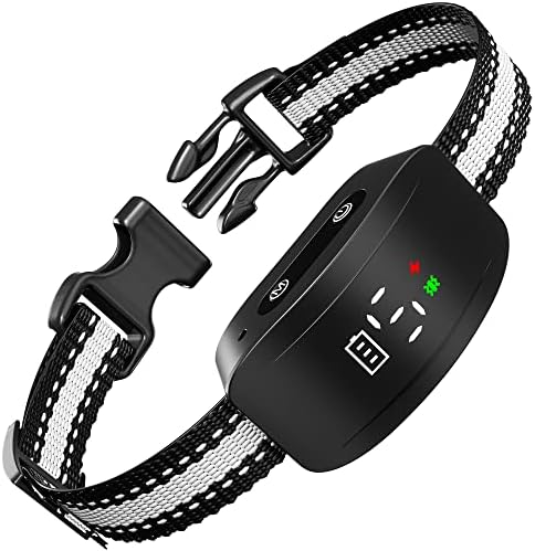 Dog Bark Collar,Bark Collar with Adjustable Sensitivity for Large Medium Small Dogs,Smart Bark Collar Anti False Trigger,Rechargeable Anti Barking Collar with Beep Vibration and Optional Shock