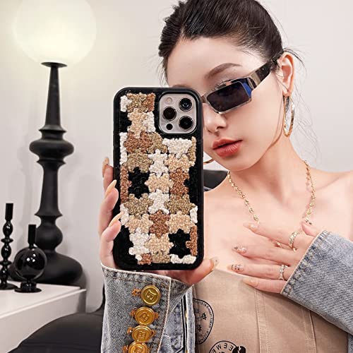 Tewwsdi Brown Checkered Phone Case Compatible With Iphone 12 Pro Max,Cute Aesthetic Furry Jigsaw Puzzle Soft Carpet Case For Iphone 12 Pro Max Fluffy Girls Women(Puzzle) #TOP6