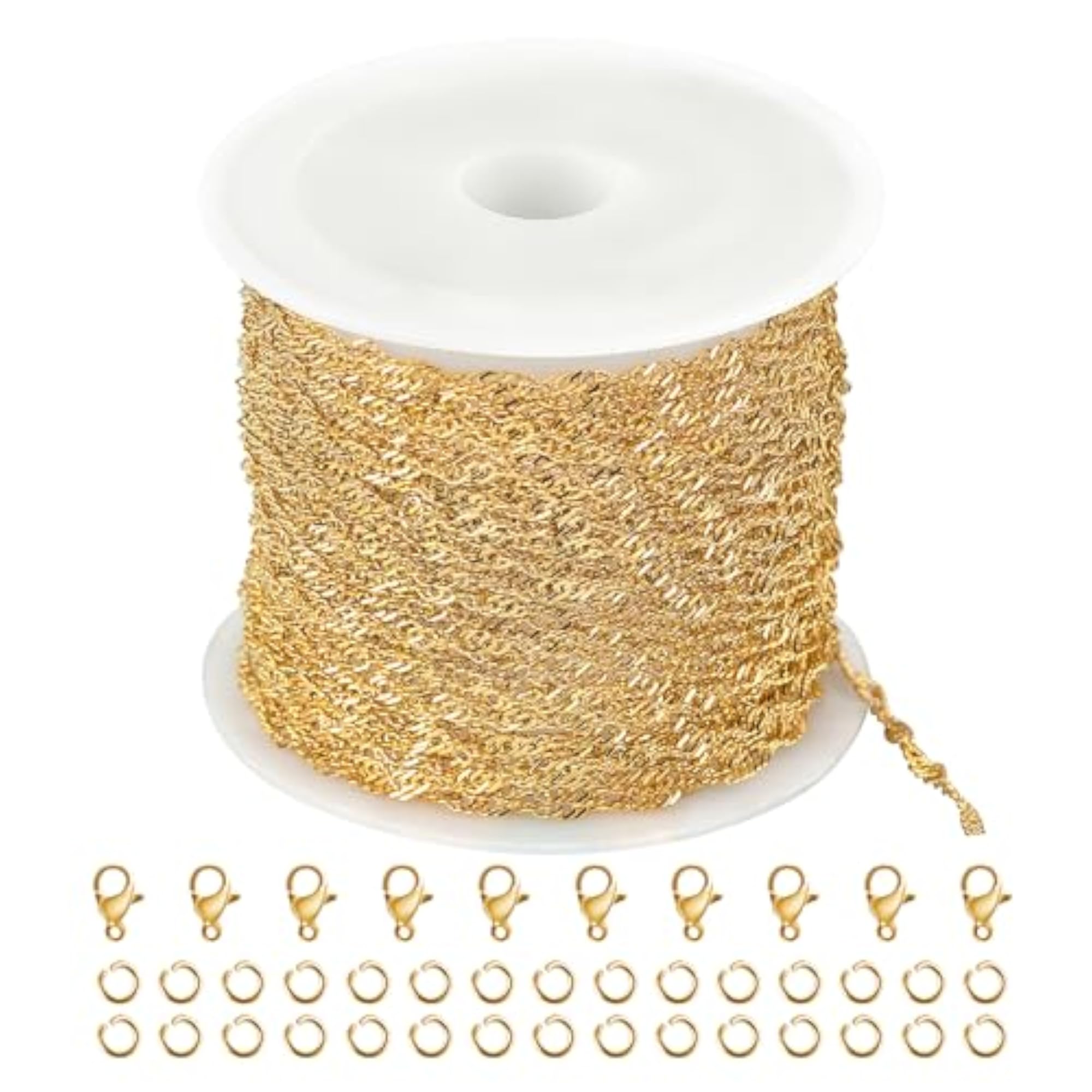 16.4 Feet Twisted Gold Chain Roll, Stainless Steel