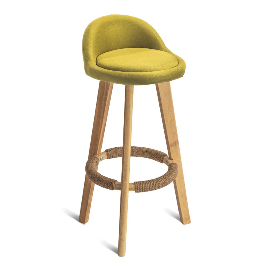 Modern Barstool Kitchen Counter Height Kitchen Breakfast Bar Stool, Fabric Upholstered Seat with Backrest and Footrest, Solid wood bar stool for Home