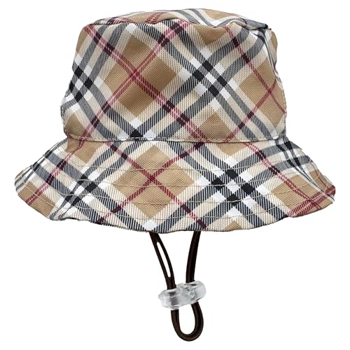 Huxley & Kent Pet Hat - Fun Hat for Dogs & Cats - Cute, Comfortable and Fun - SnugFit Strings for Best Fit - Bucket Hat High Street Plaid, Medium