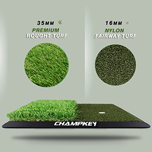 Champkey Dual-Turf Golf Hitting Mat | Come With 9 Golf Tees & 1 Rubber Tee | Heavy Duty Rubber Backing Golf Practice Mat Ideal For Indoor & Outdoor Training #TOP3