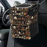 Gothic Skull Floral Car Trash Can with Lid Collapsible Reusable Waterproof Car Garage Bag,Automotive Garbage Can,Car Accessories Interior Car Organizer