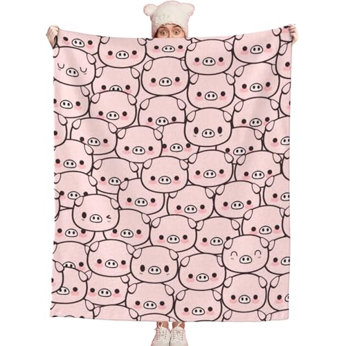 Niopos Pig Blanket for Girls Women Soft Fuzzy Throw Blanket Panda Gifts for Birthday Christmas (Light Pink 50x60 Inch Pig)