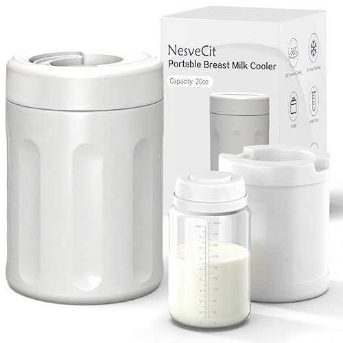 Portable Breast Milk Cooler, 24H Chill Medical-Grade 316L Stainless Steel, 2-in-1 Breastmilk Cooler Bottle & Thermos with Leakproof Storage Bottle, No Ice Needed for Travel/Work, 10oz, Beige