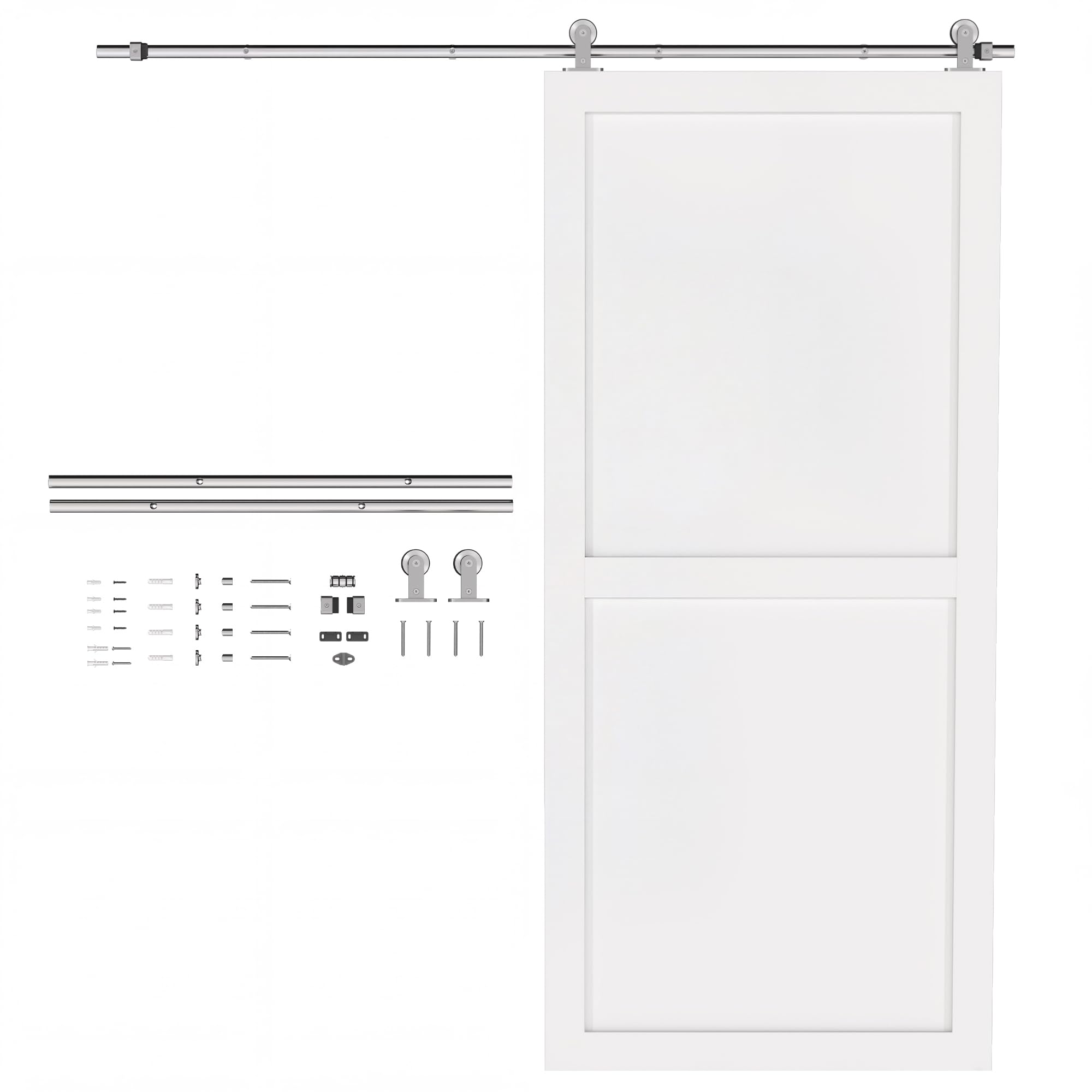 Rackhams Sliding Door Hardware Kit Smooth Quiet Sliver Tone - 180L X 2.5W X 2.5H Cm