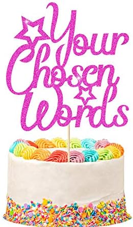 EDSG Personalised Cake Topper | Customized Birthday Cake Decorations. Double Sided Glitter Card Text Customized | Birthday or Wedding Party Multicolour Glitter Cake Decoration Hand Finished in UK