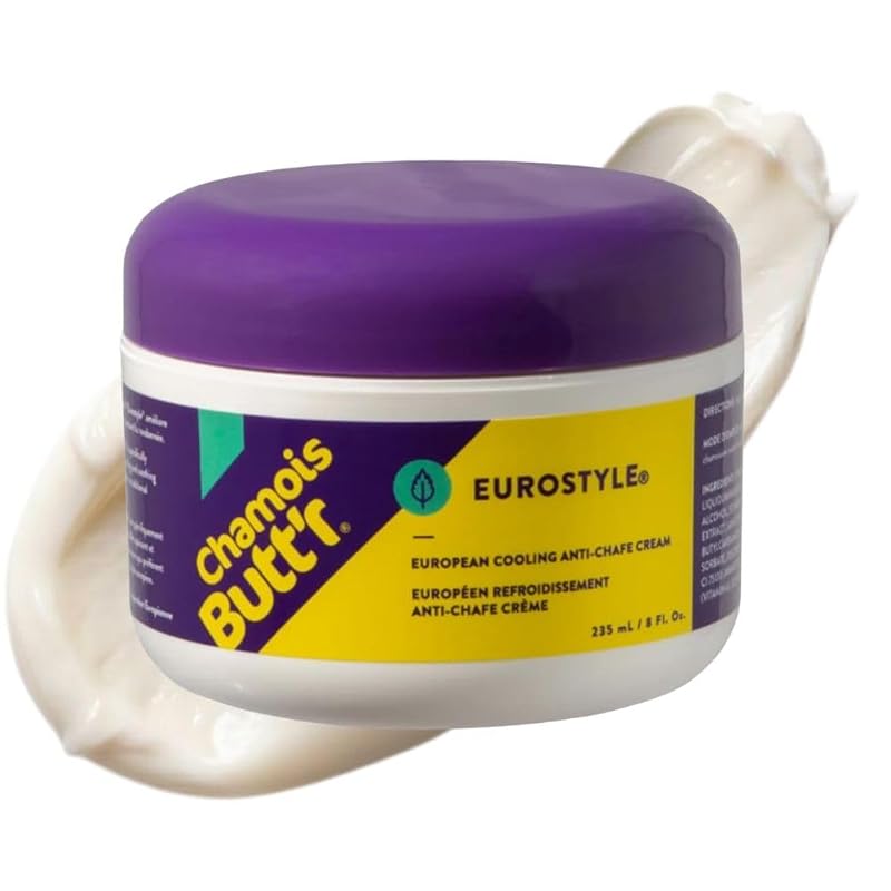 Chamois Butt'r Eurostyle Anti-Chafe Cream for Road, Gravel, Mountain Bike, 8 ounce jar, Cycling Plastic Jar 8 Ounce (Pack of 1)