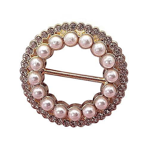 Button Pearl-Rhinestone Star Circle Clip Buckle Round Clip Shirt Silk Scarf