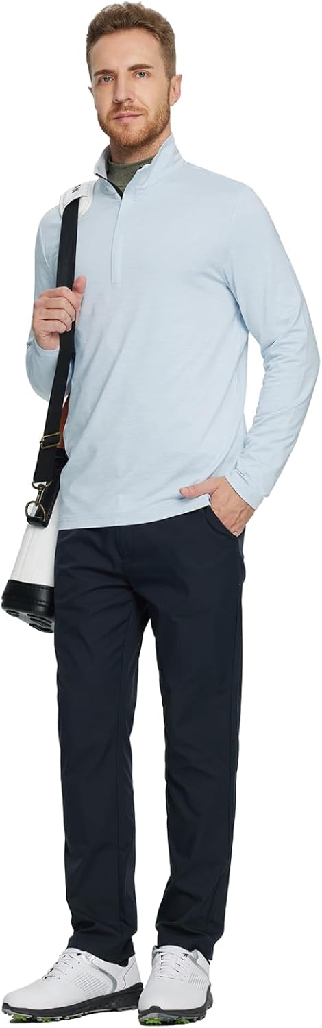 Rouen Quarter Zip Pullover Men Performance Dry Fit Mock Neck Brushed Casual Sports Golf Mens 1/4 Zip Pullover Sweatshirts - Image 2