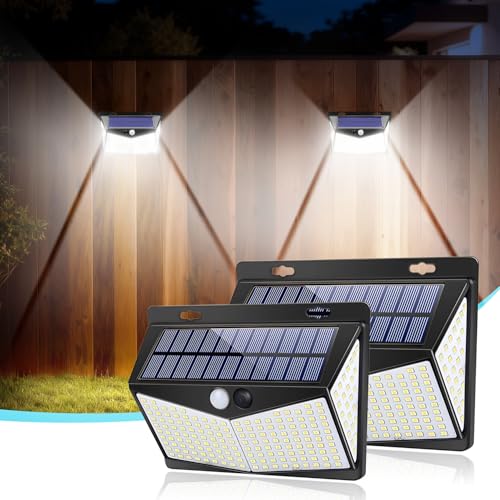 DISGIAN Solar Lights Outdoor, Motion Sensor Wall Lights with 3 Modes &270° Wide Angle,IP65 Waterproof, Solar Security Lights for Garden Pathway Porch Garage(2 Pack)