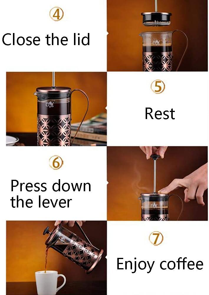 Ekspres do kawy z podwójnymi ściankami, ekspres do kawy typu French Press wykonany ze szkła. Filtr do kawy ze stali nierdzewnej/310