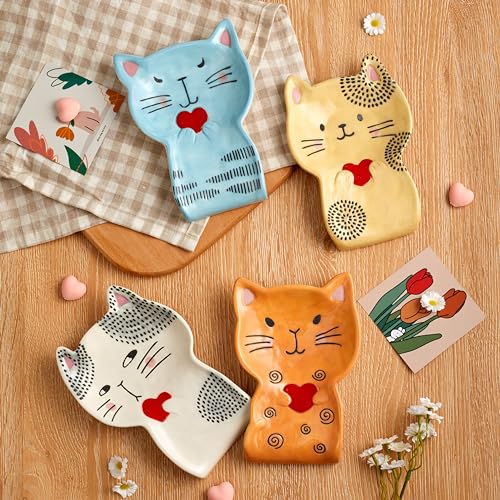 Bico Cartoon Cat Valentine'S Day Handpainted Stoneware Spoon Rest Set thumb #3